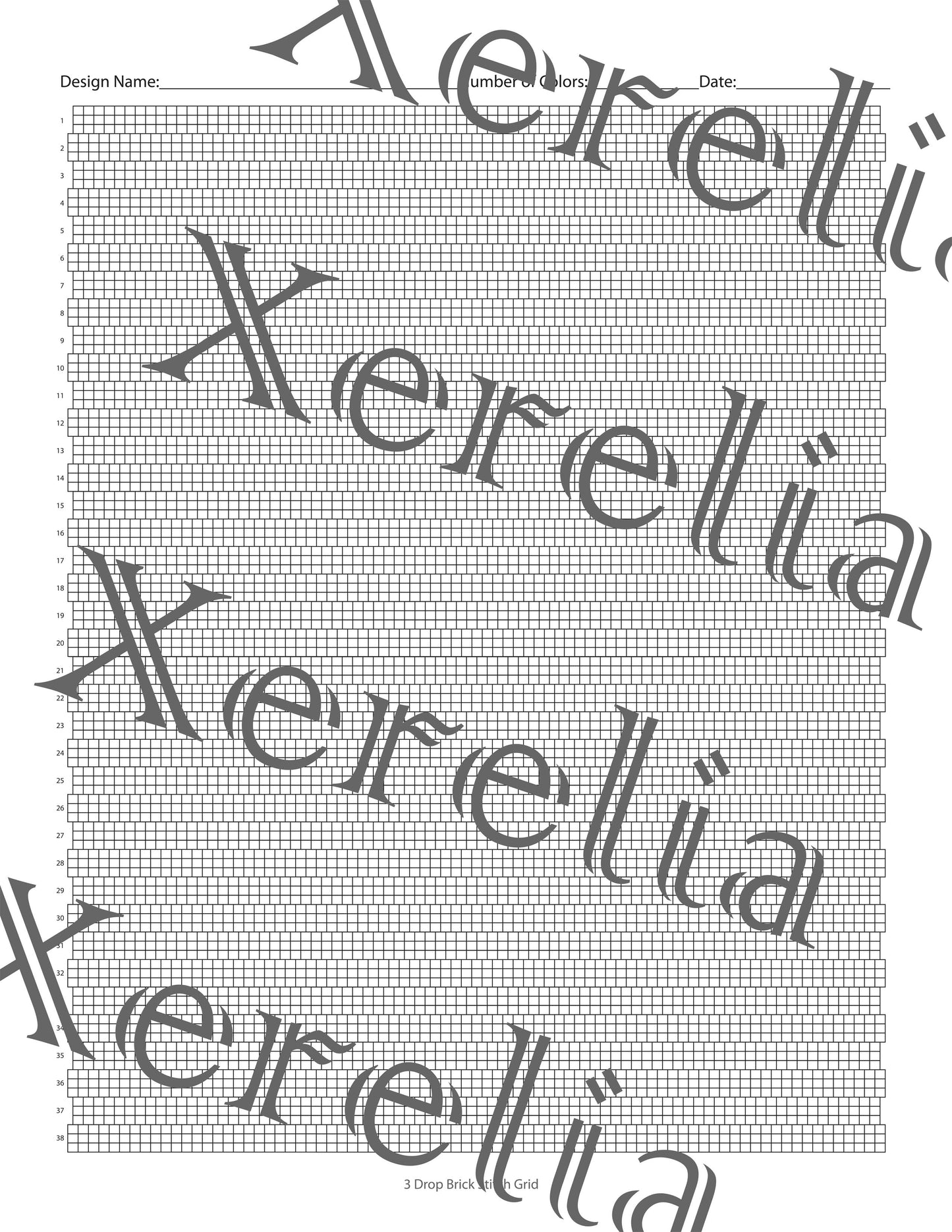 PDF 3 Drop Brick Stitch Blank Grid