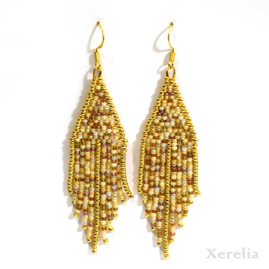 Gold and Champagne Fringe Earrings