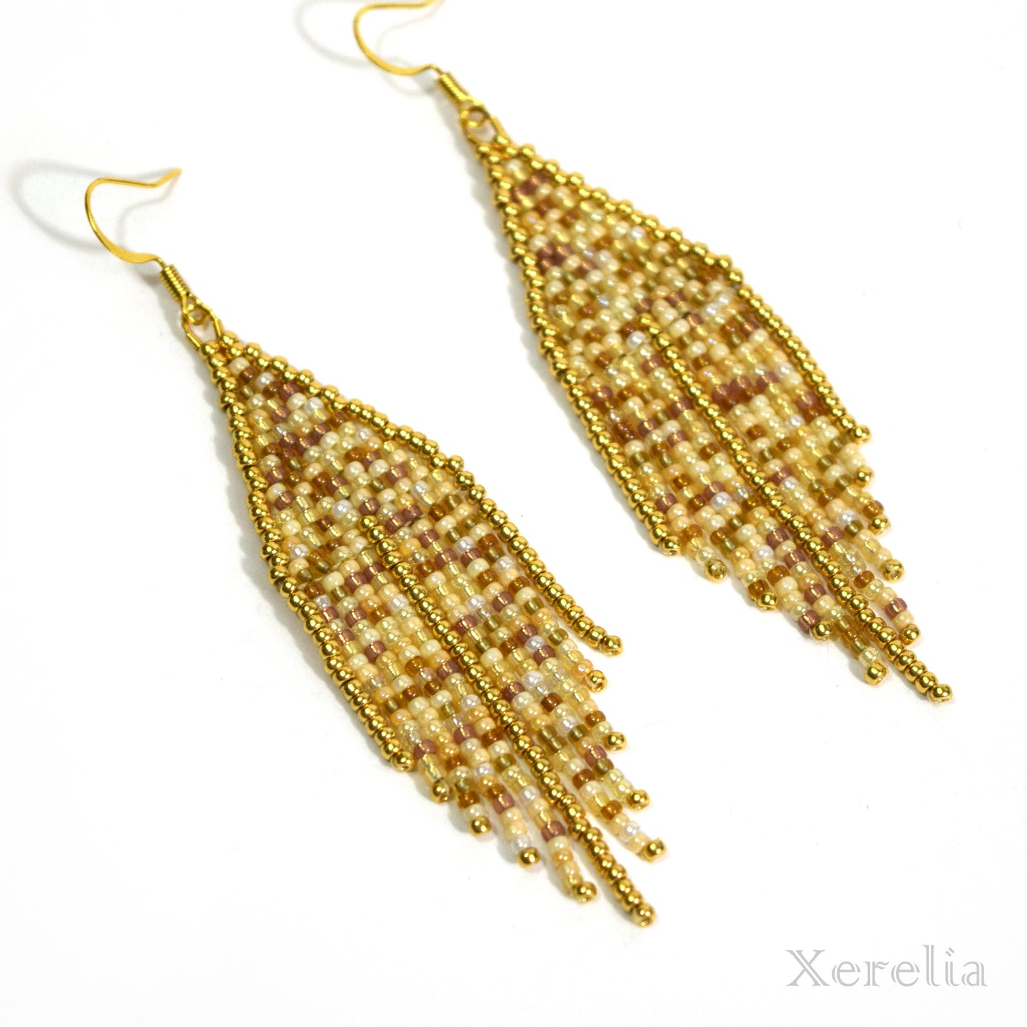 Gold and Champagne Fringe Earrings