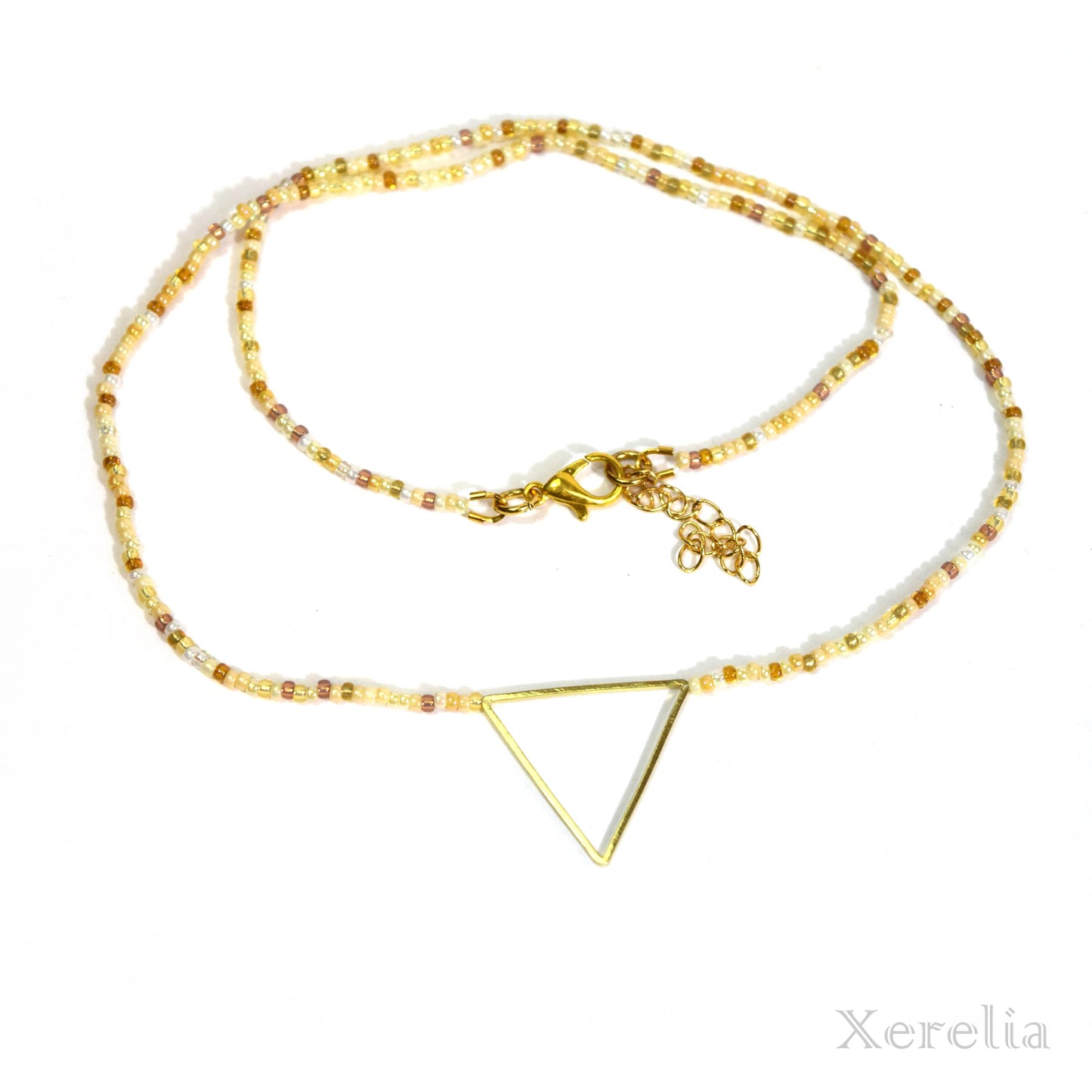 Gold and Champagne Triangle Hoop Necklace