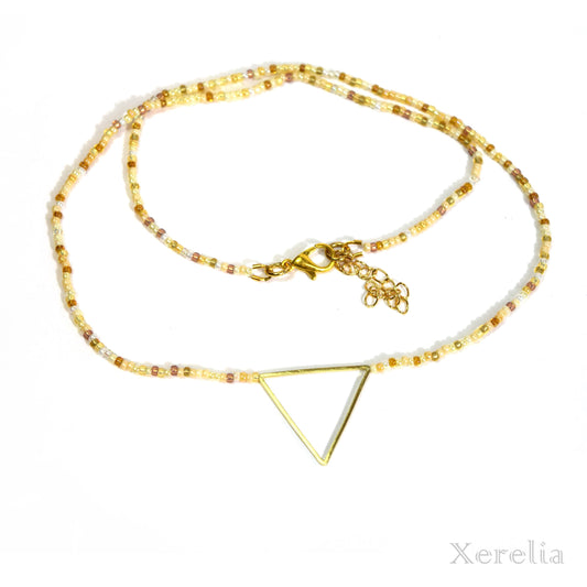 Gold and Champagne Triangle Hoop Necklace