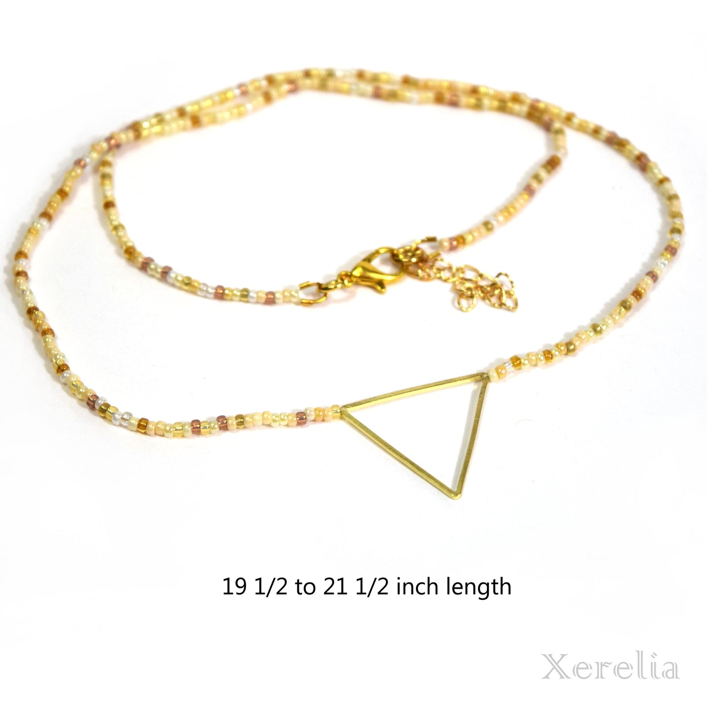 Gold and Champagne Triangle Hoop Necklace