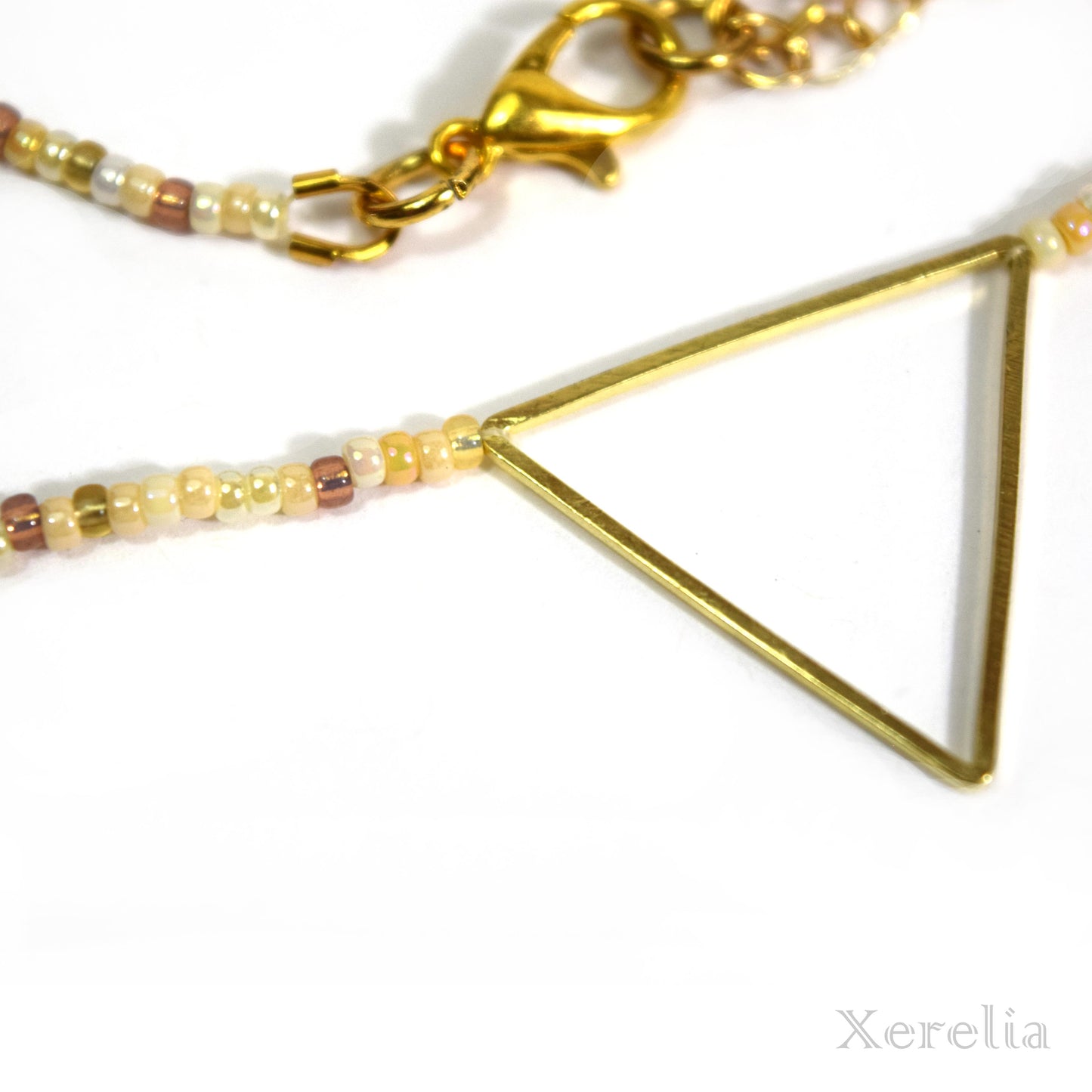 Gold and Champagne Triangle Hoop Necklace