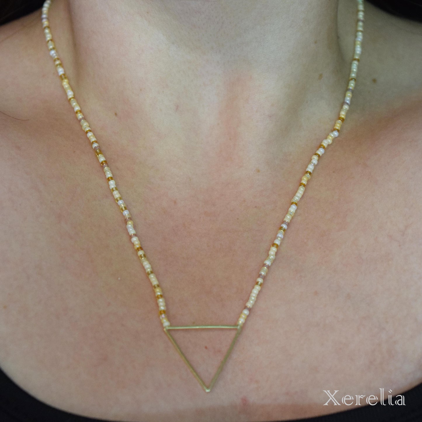 Gold and Champagne Triangle Hoop Necklace