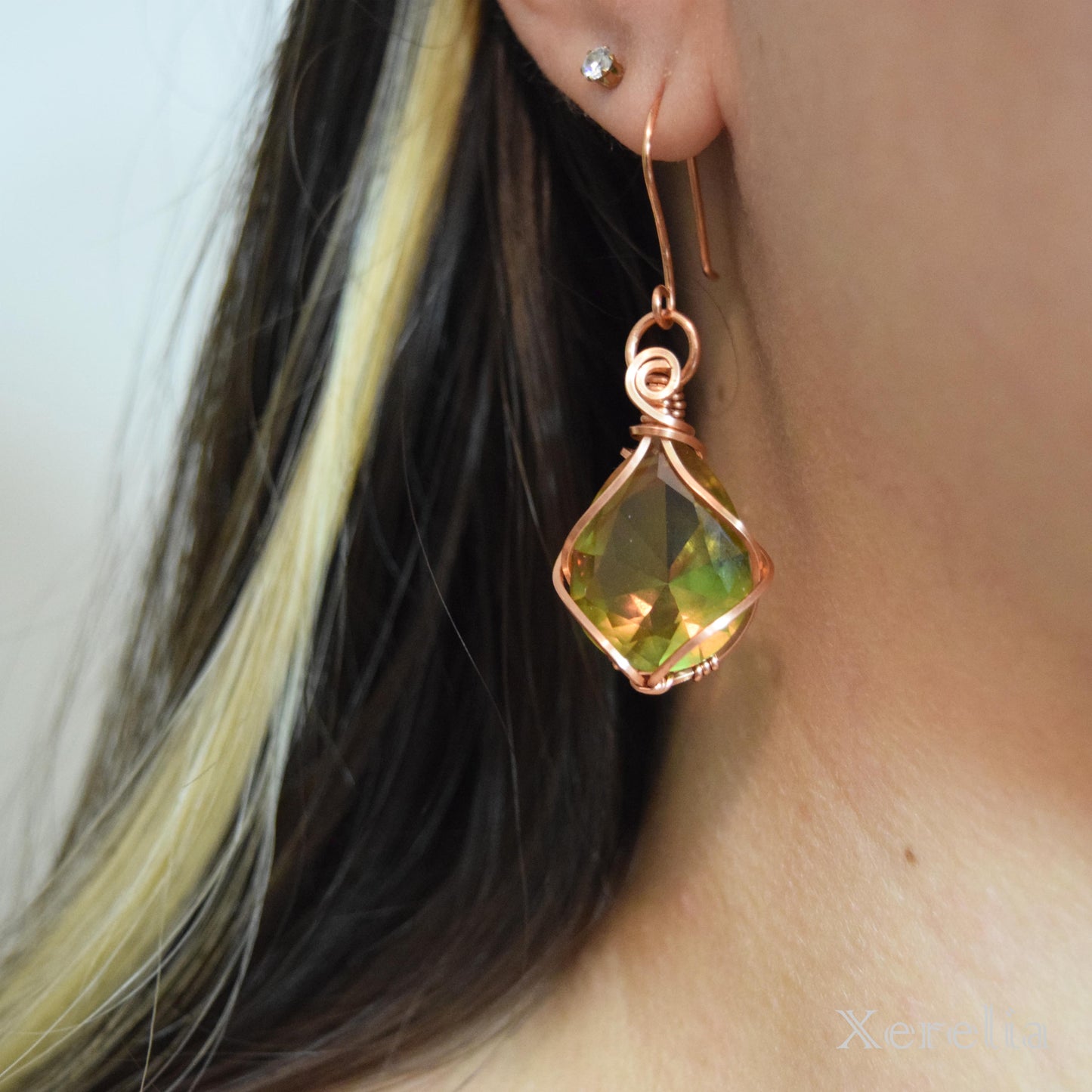 Pear Shaped Faux Zultanite Earrings