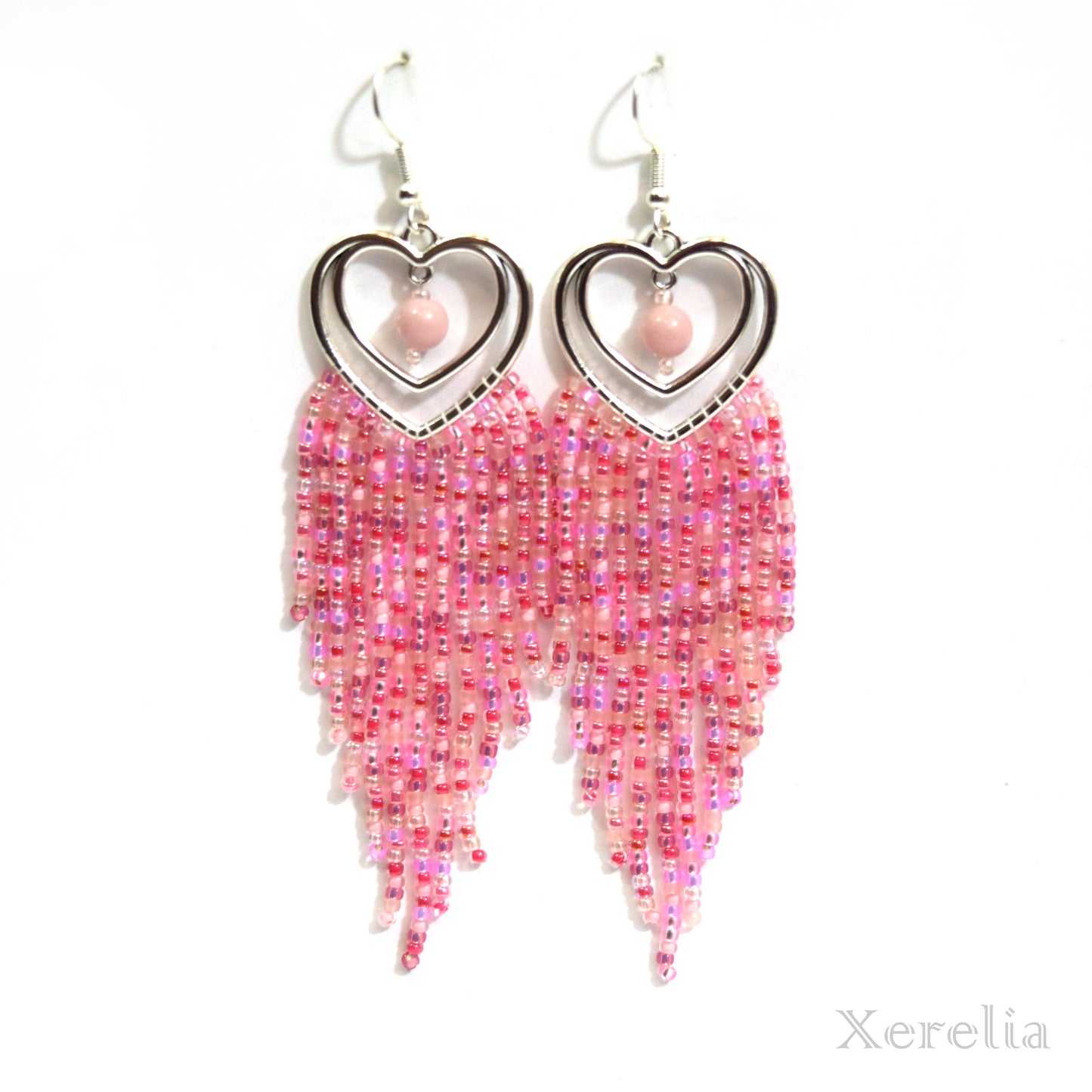 Double Heart Fringe Earrings