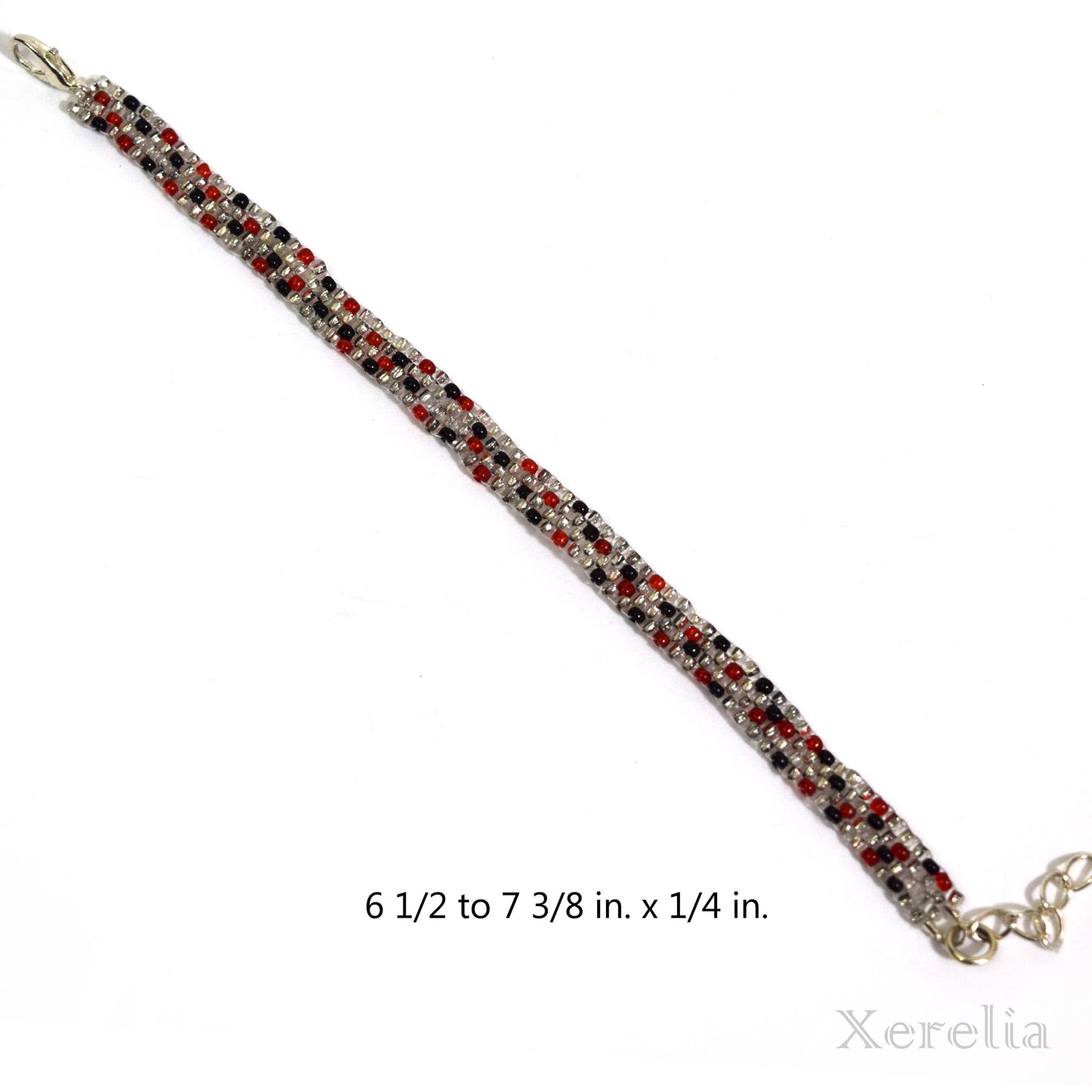 Silvery, Black and Red Bracelet