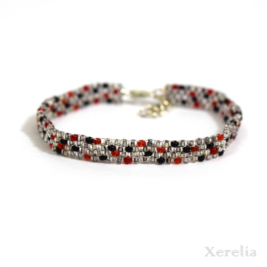 Silvery, Black and Red Bracelet