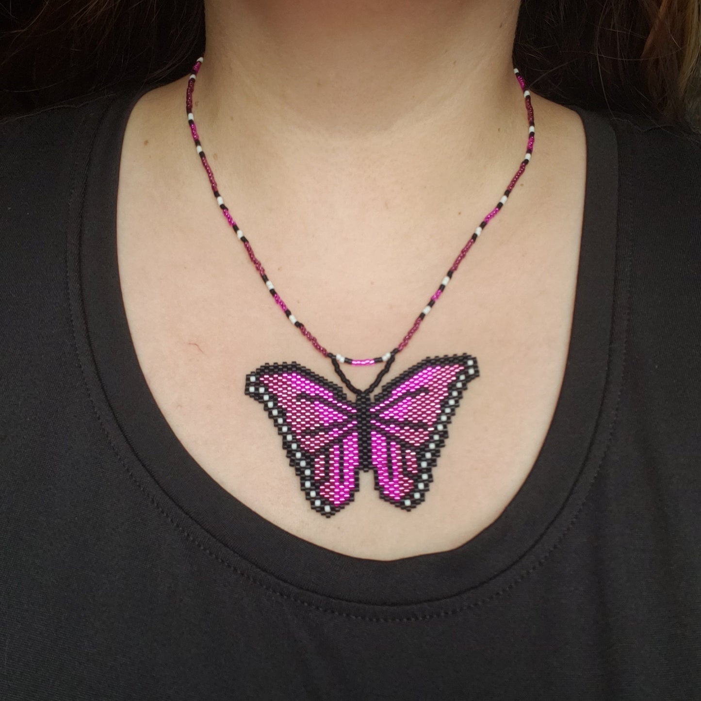 Dark Pink Butterfly Necklace