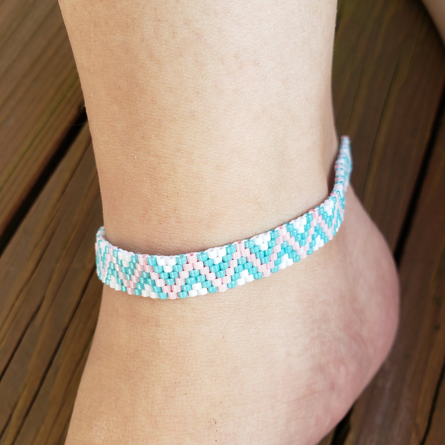 Blue and Pink Zig Zag Anklet