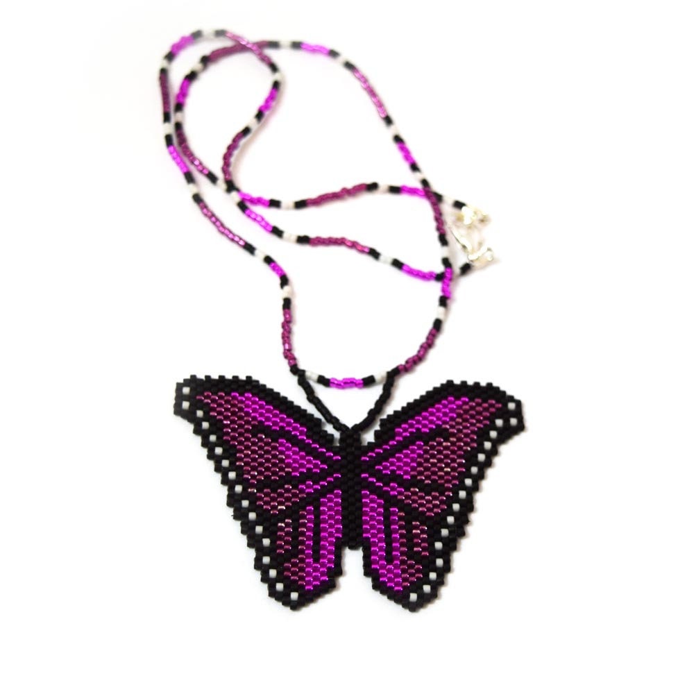 Dark Pink Butterfly Necklace