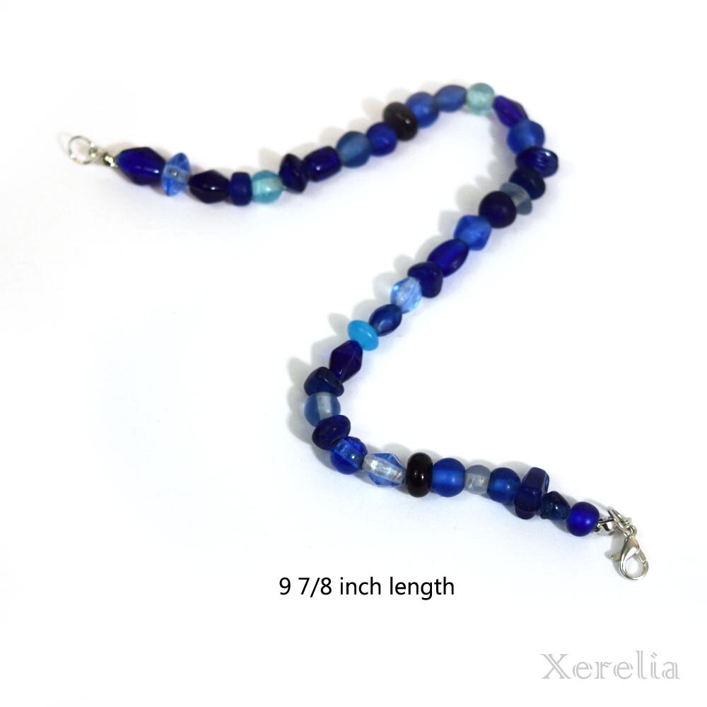 Frosted Blue Glass Anklet