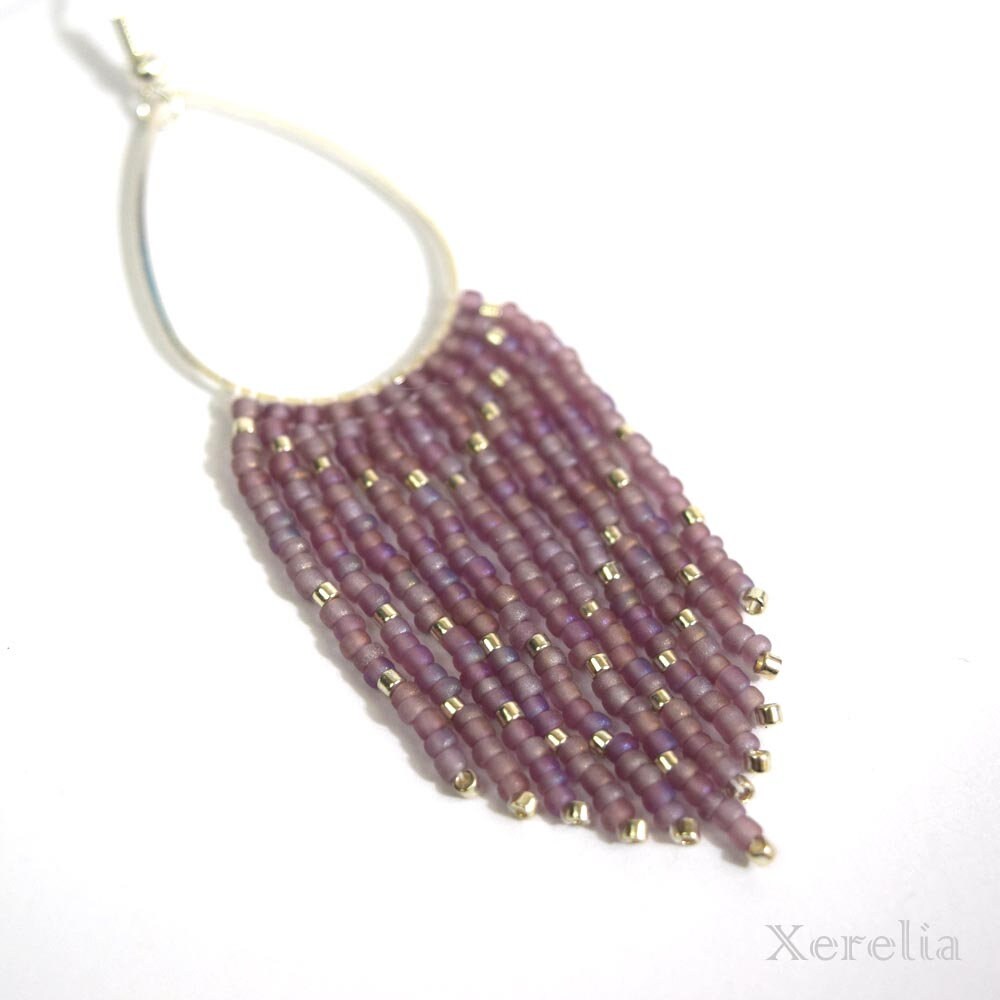 Frosty Purple Fringe Earrings