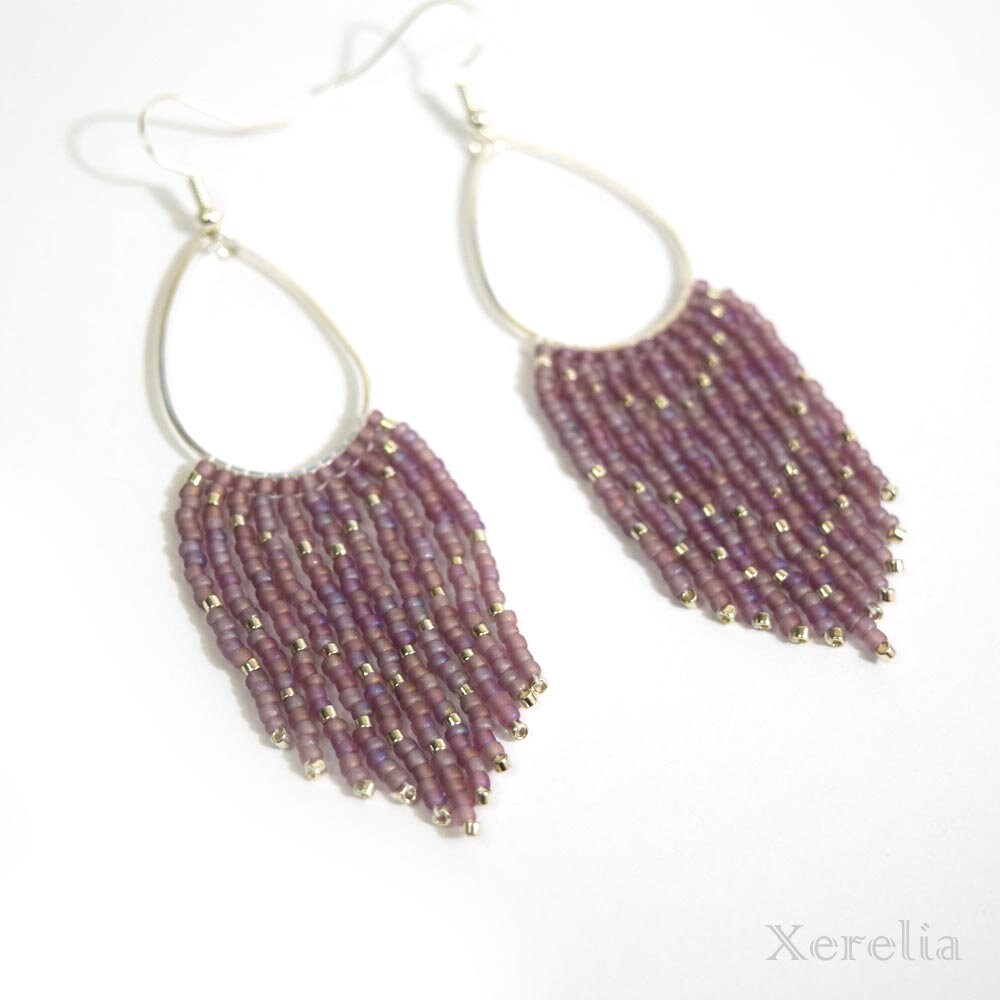 Frosty Purple Fringe Earrings