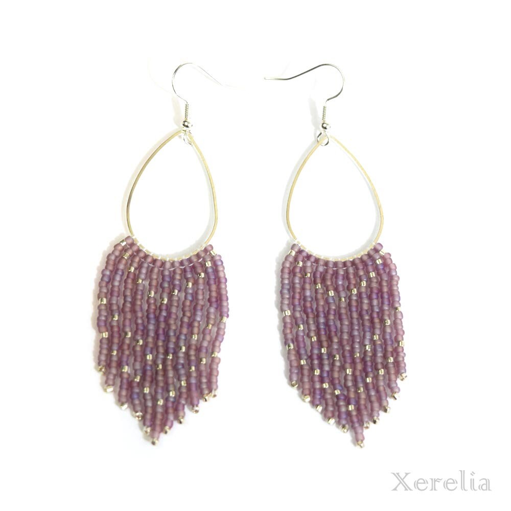 Frosty Purple Fringe Earrings