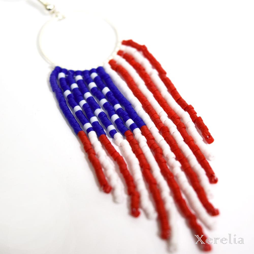 American Flag Fringe Hoop Earrings