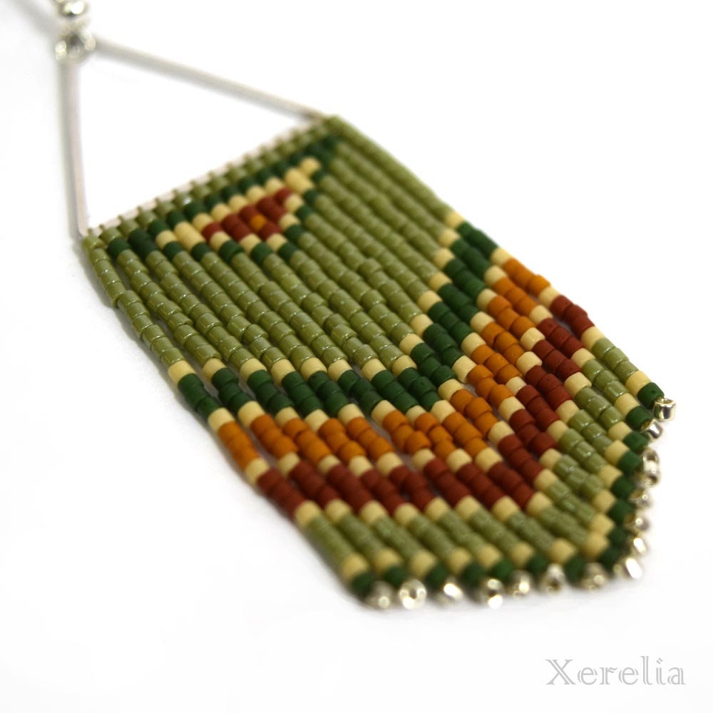 Olive Green Fringe Hoop Earrings