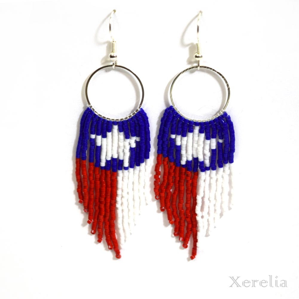 Texas Flag Fringe Hoop Earrings