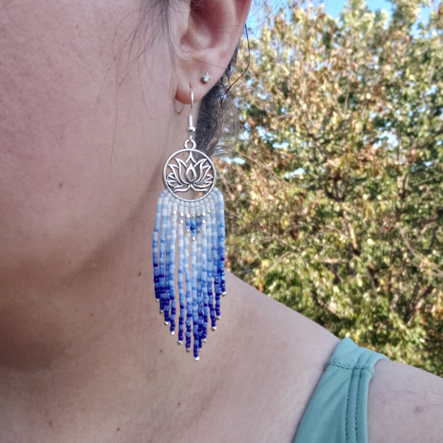 Tranquil Lotus Fringe Hoop Earrings