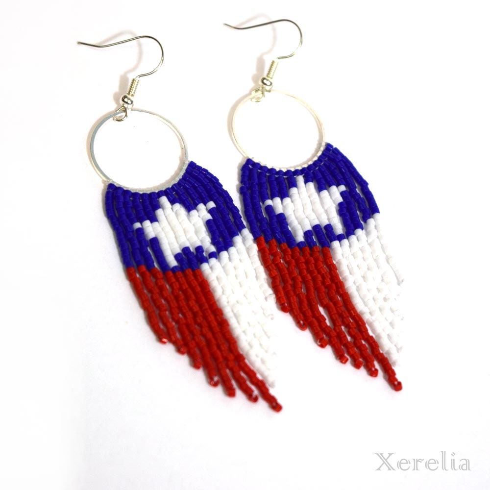 Texas Flag Fringe Hoop Earrings