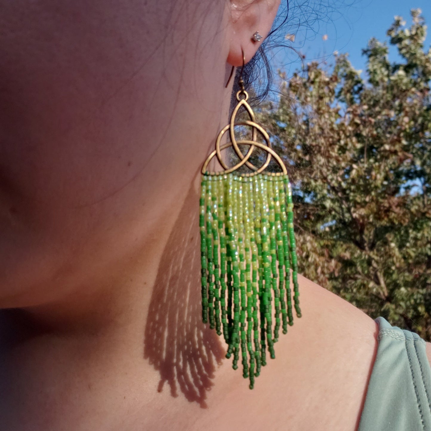 Celtic Knot Fringe Earrings