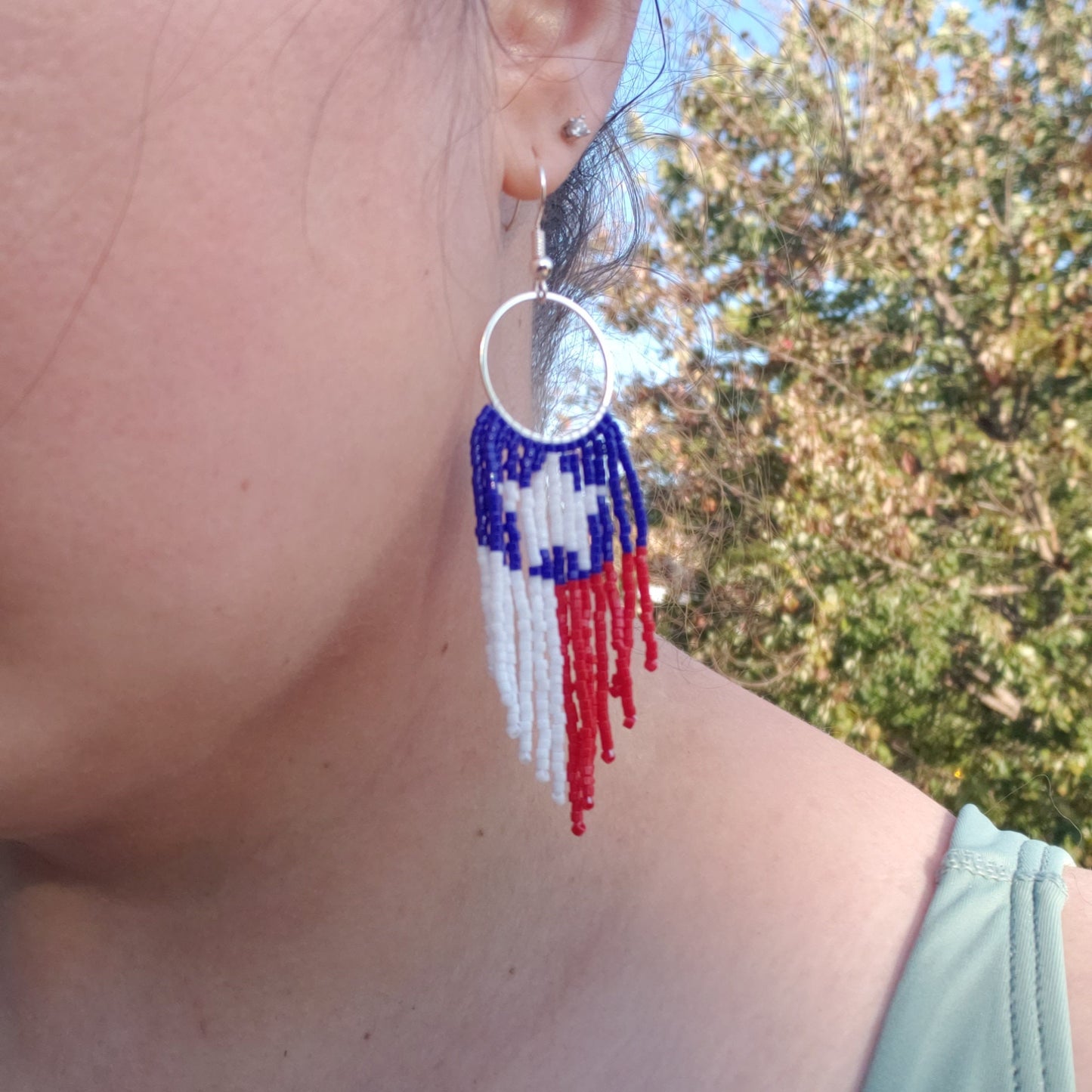 Texas Flag Fringe Hoop Earrings