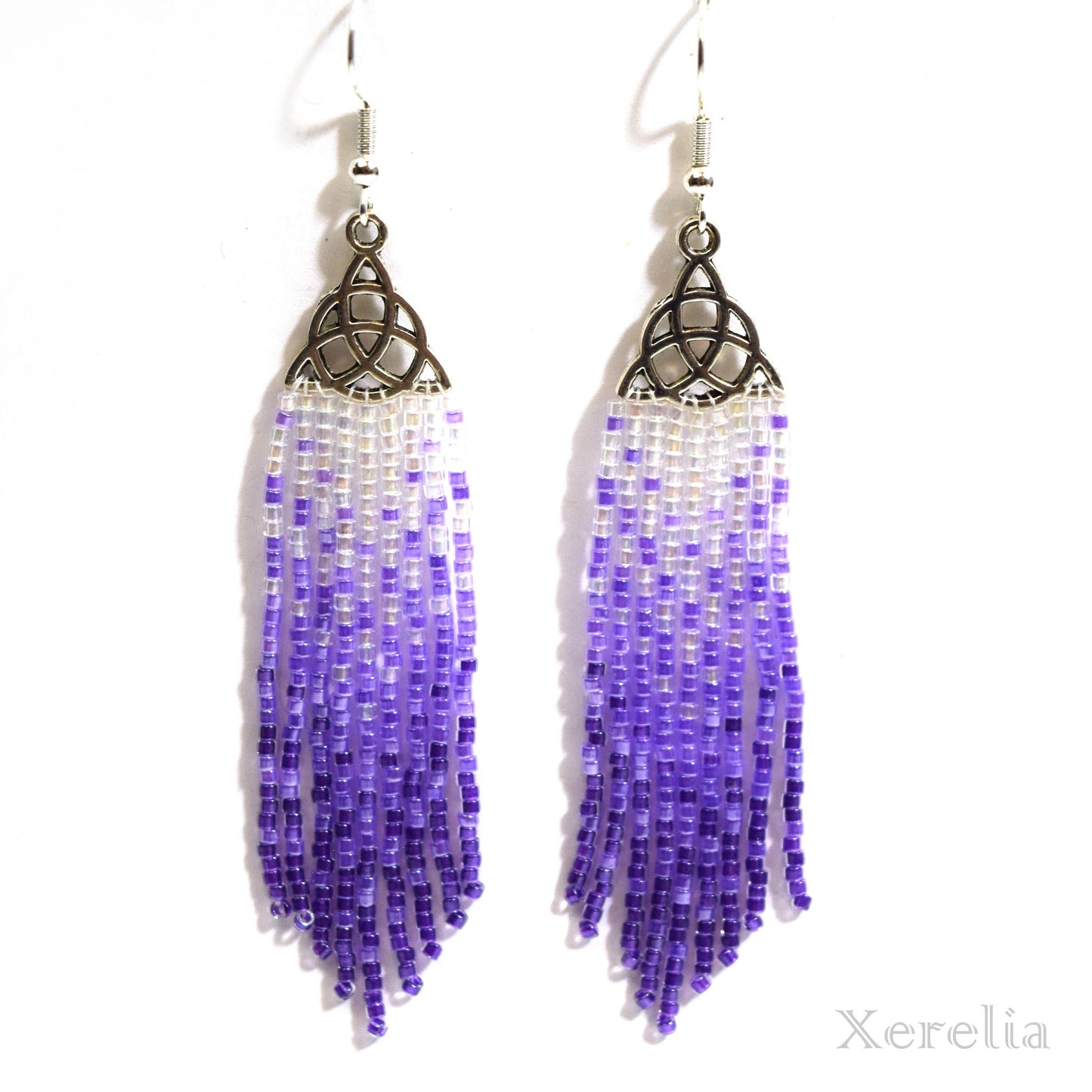 Purple Ombre Celtic Knot Fringe Earrings