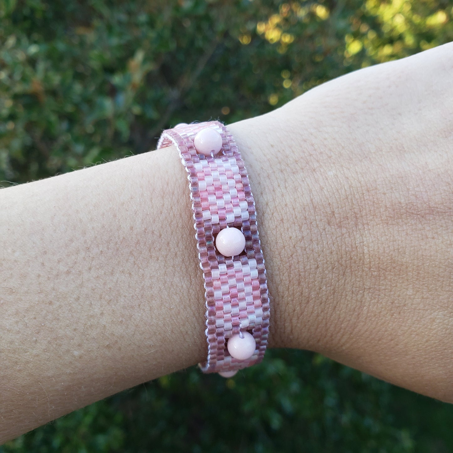 Pink Swirl Peyote Bracelet