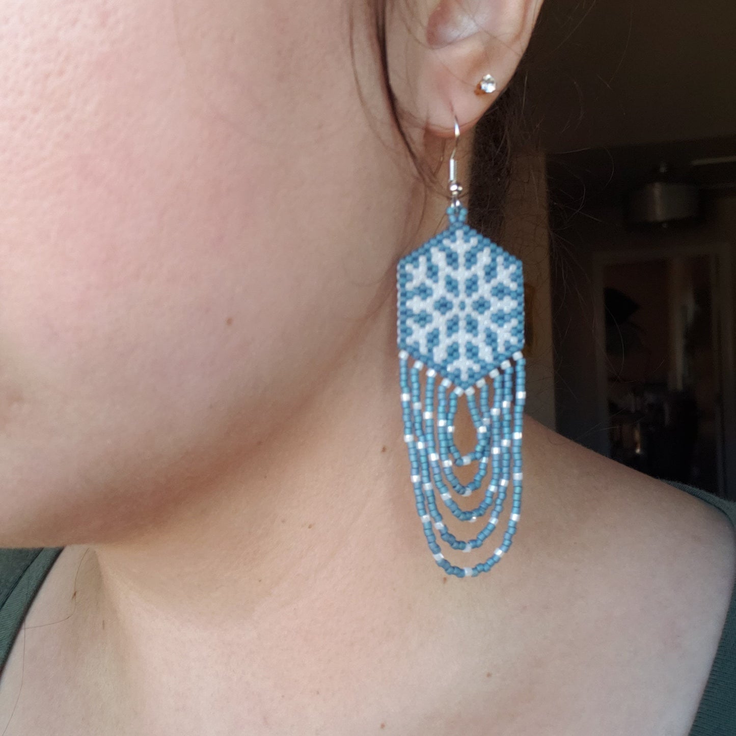 Dusty Blue Snowflake Earrings