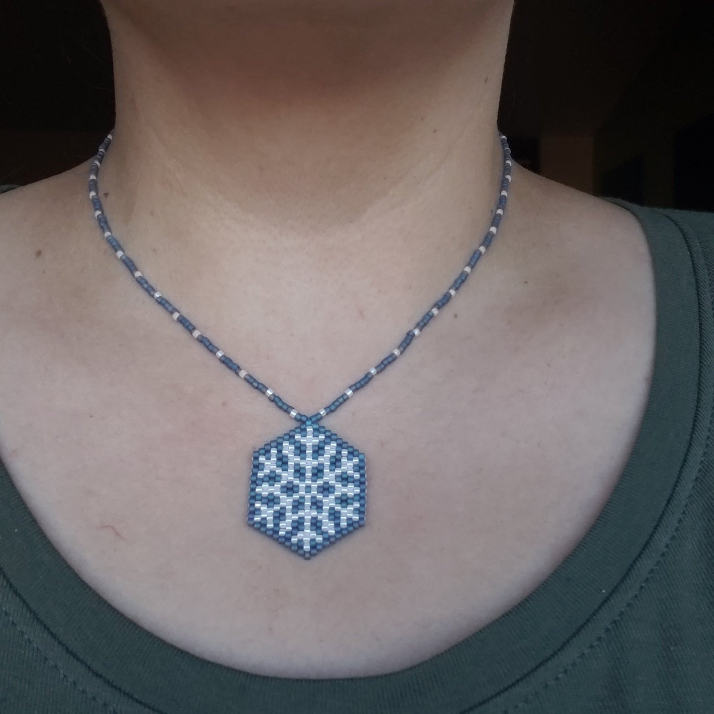 Dusty Blue Snowflake Necklace