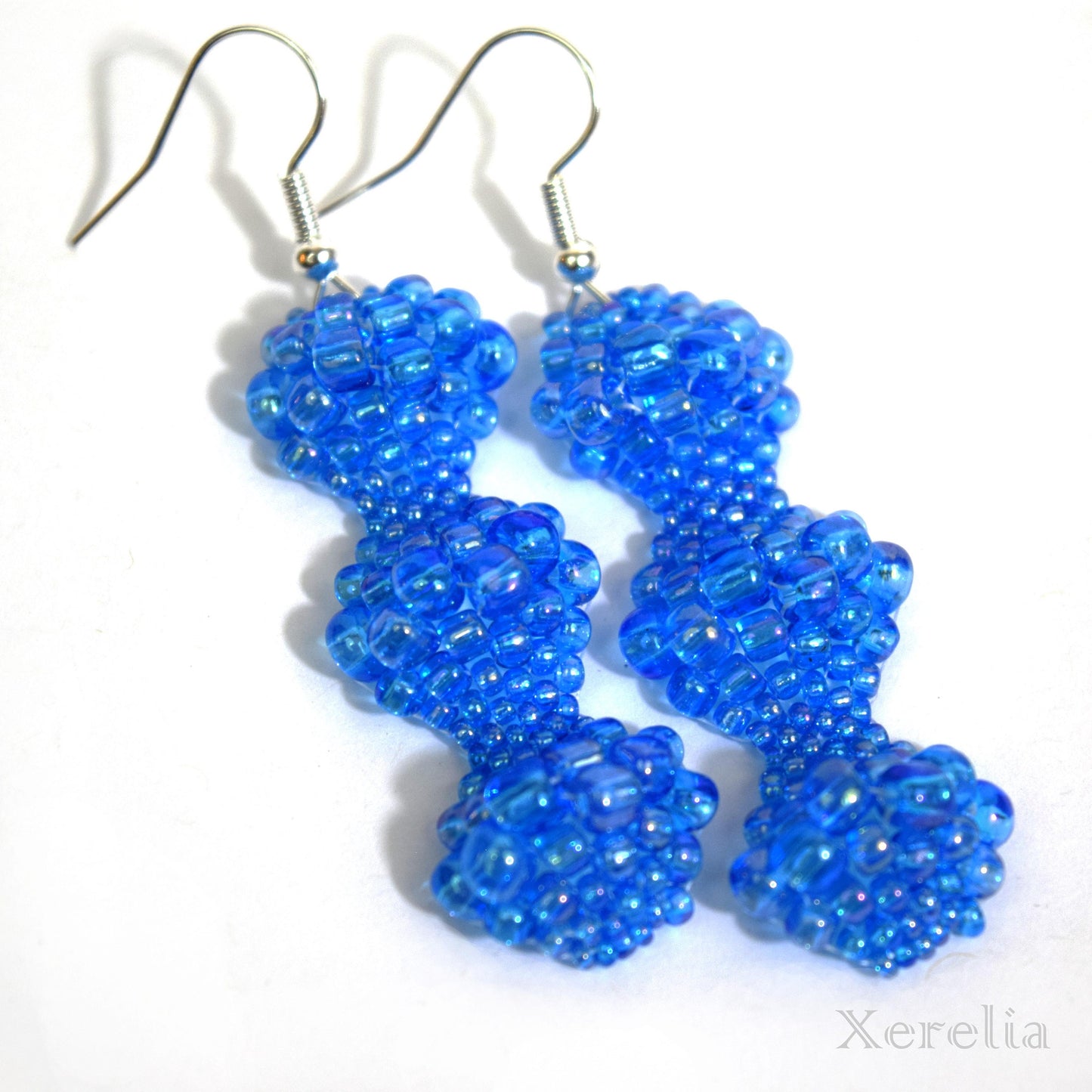 Cyan Blue AB Bubble Earrings