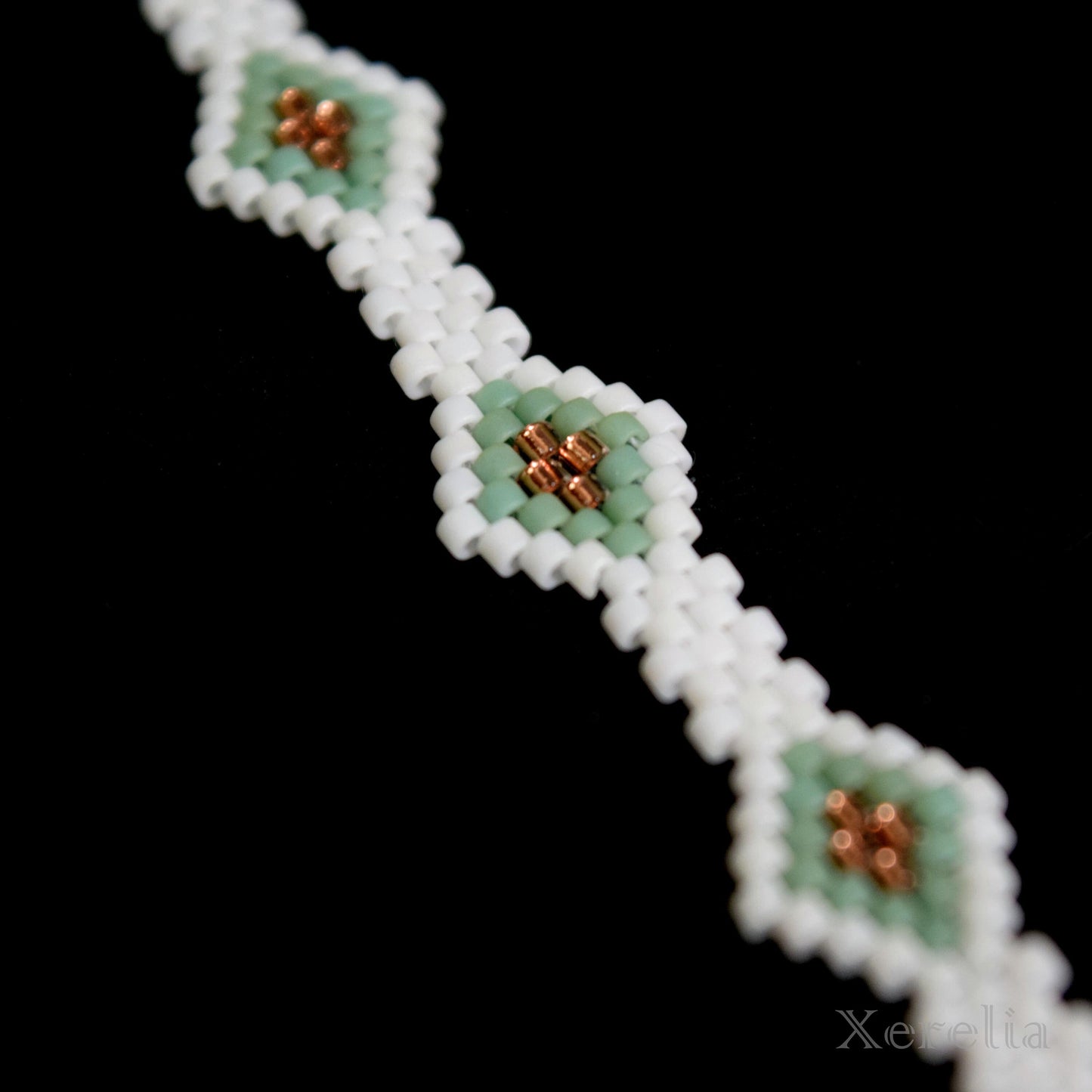 White Green and Copper Bracelet