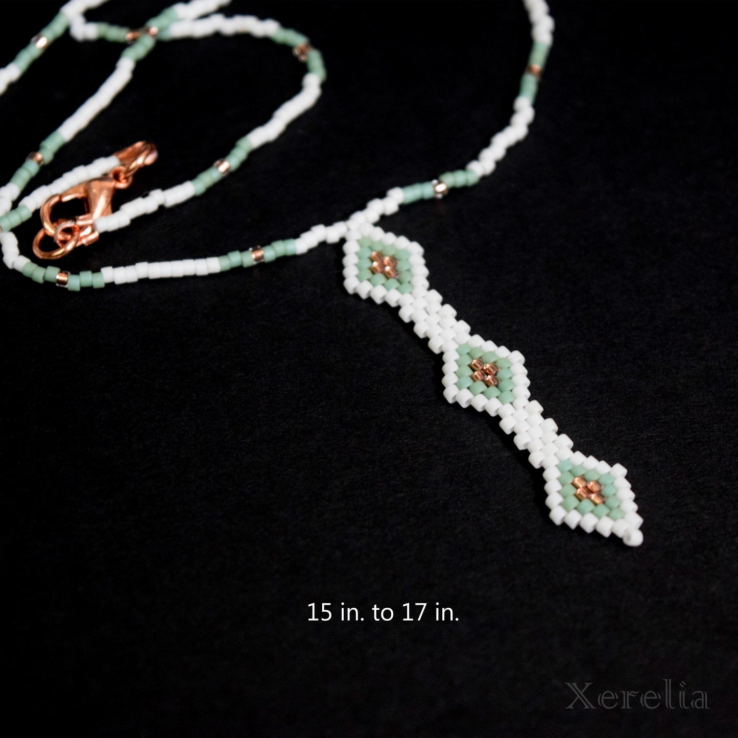 White Green and Copper Necklace