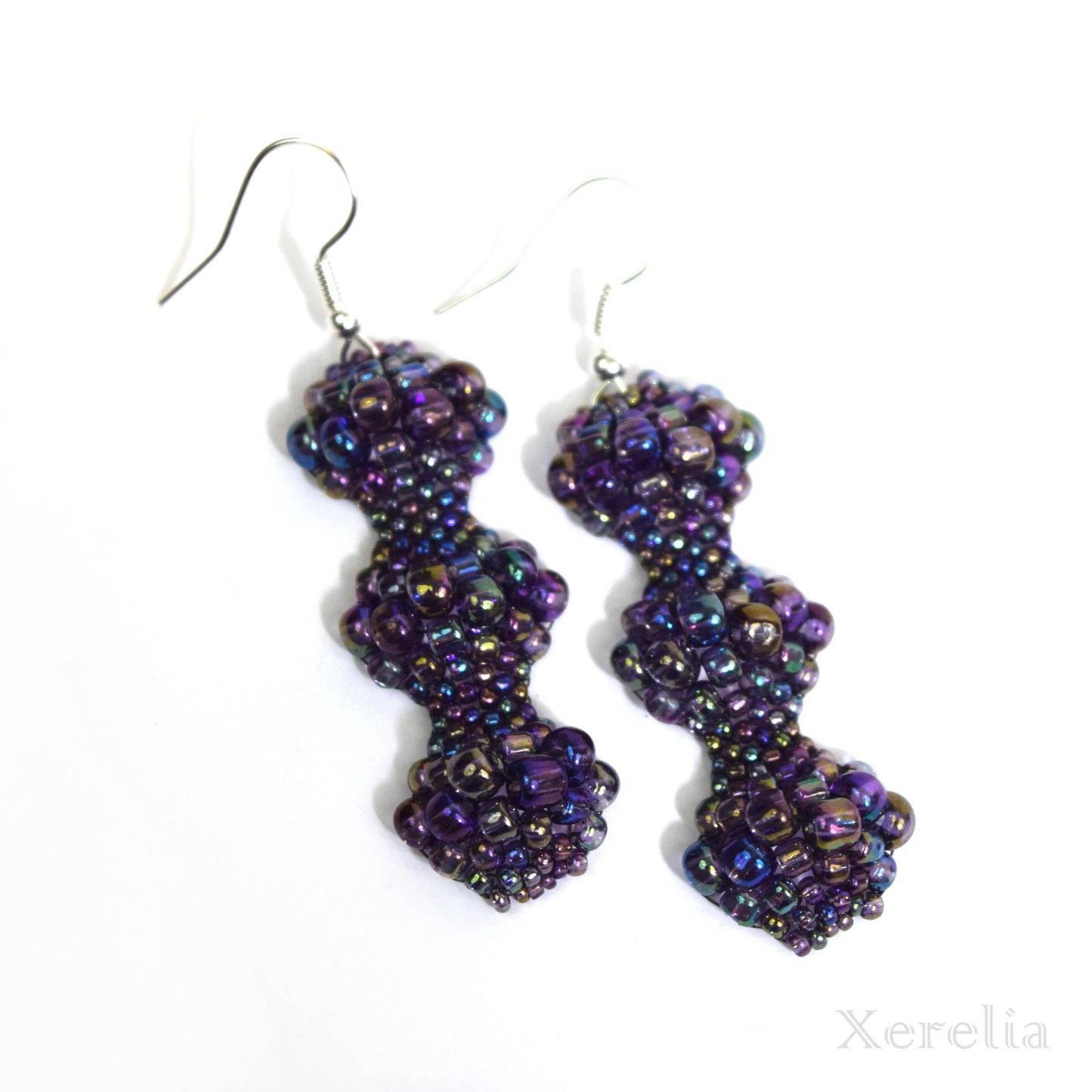 Dark Purple Iris Bubble Earrings