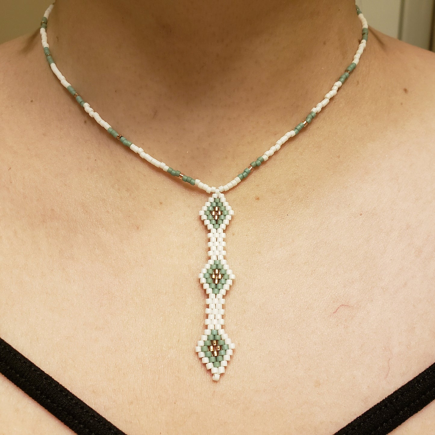 White Green and Copper Necklace