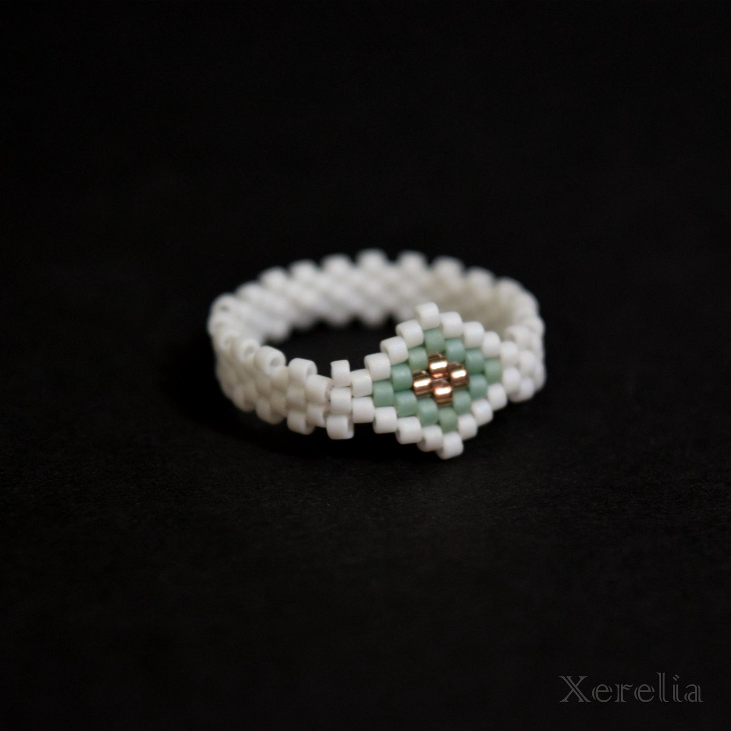 White Green and Copper Ring