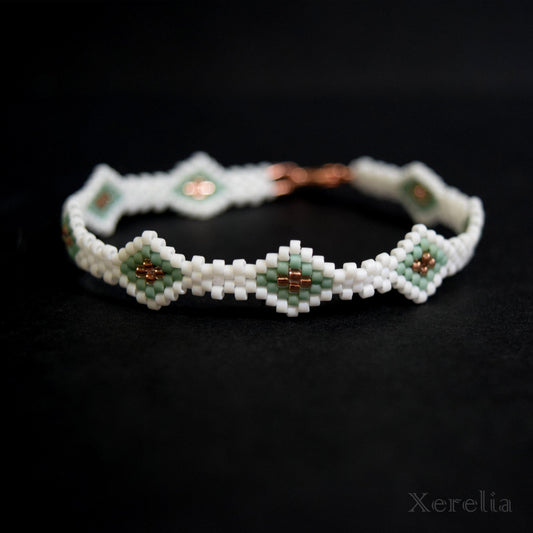 White Green and Copper Bracelet