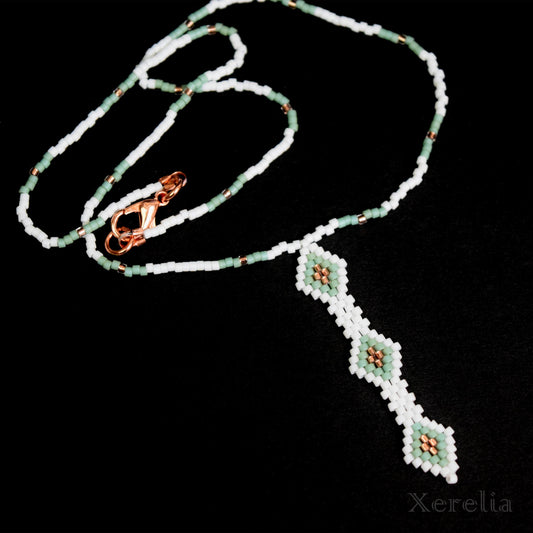 White Green and Copper Necklace