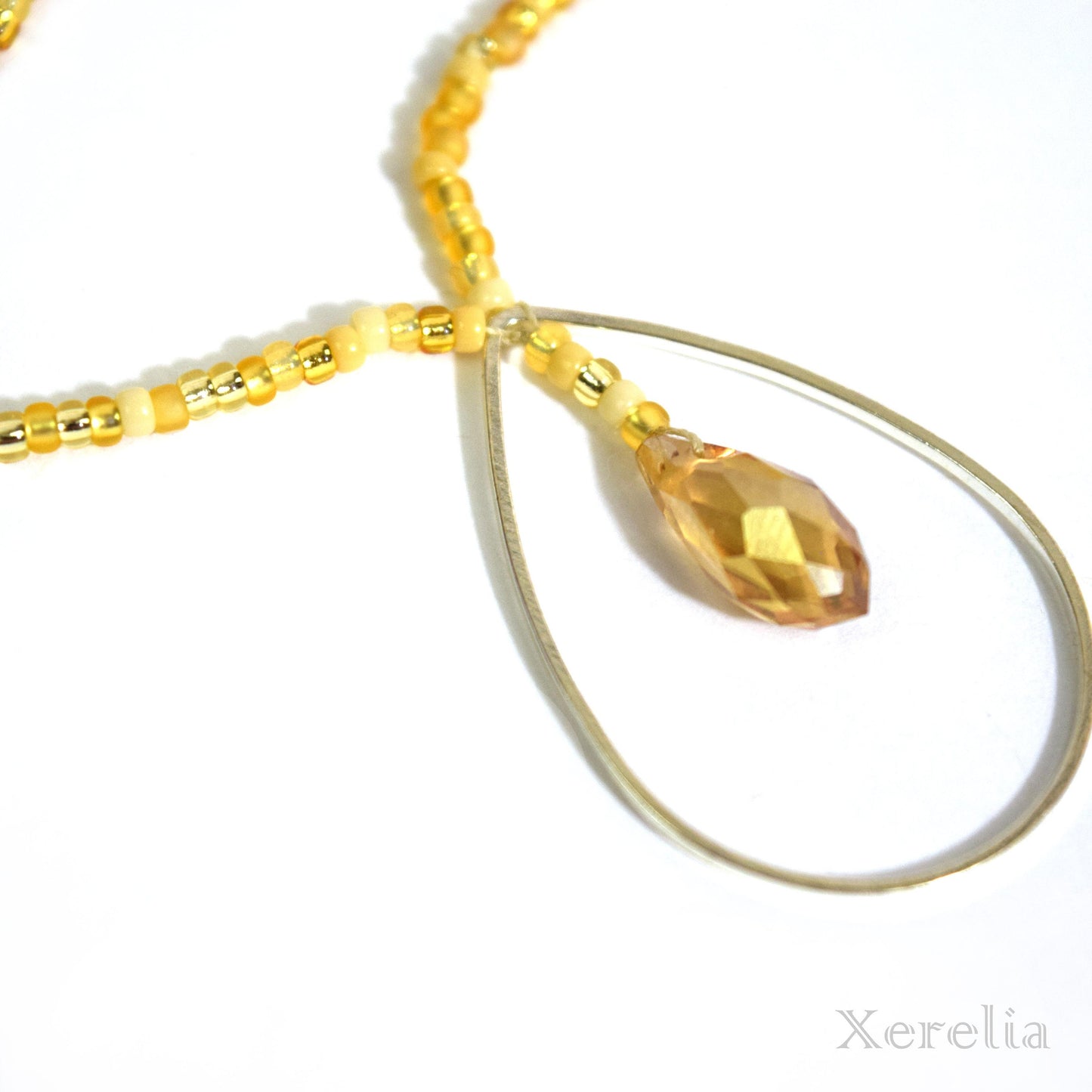 Champagne Teardrop Hoop Necklace