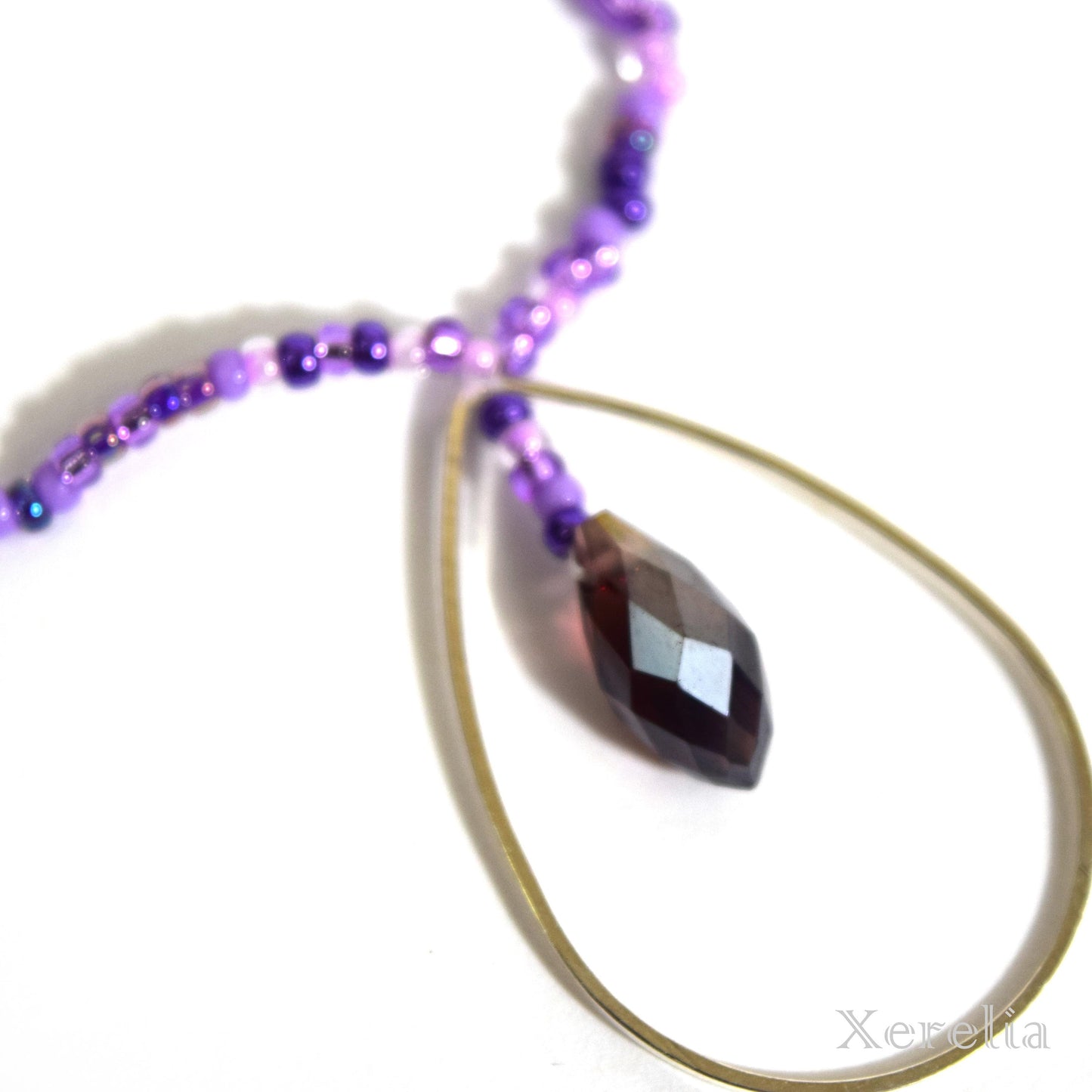 Purple Teardrop Hoop Necklace