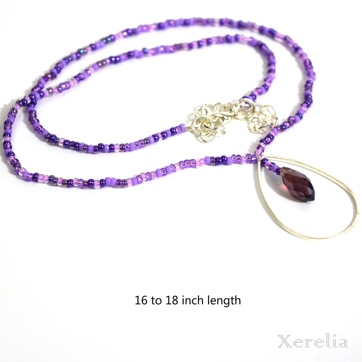 Purple Teardrop Hoop Necklace