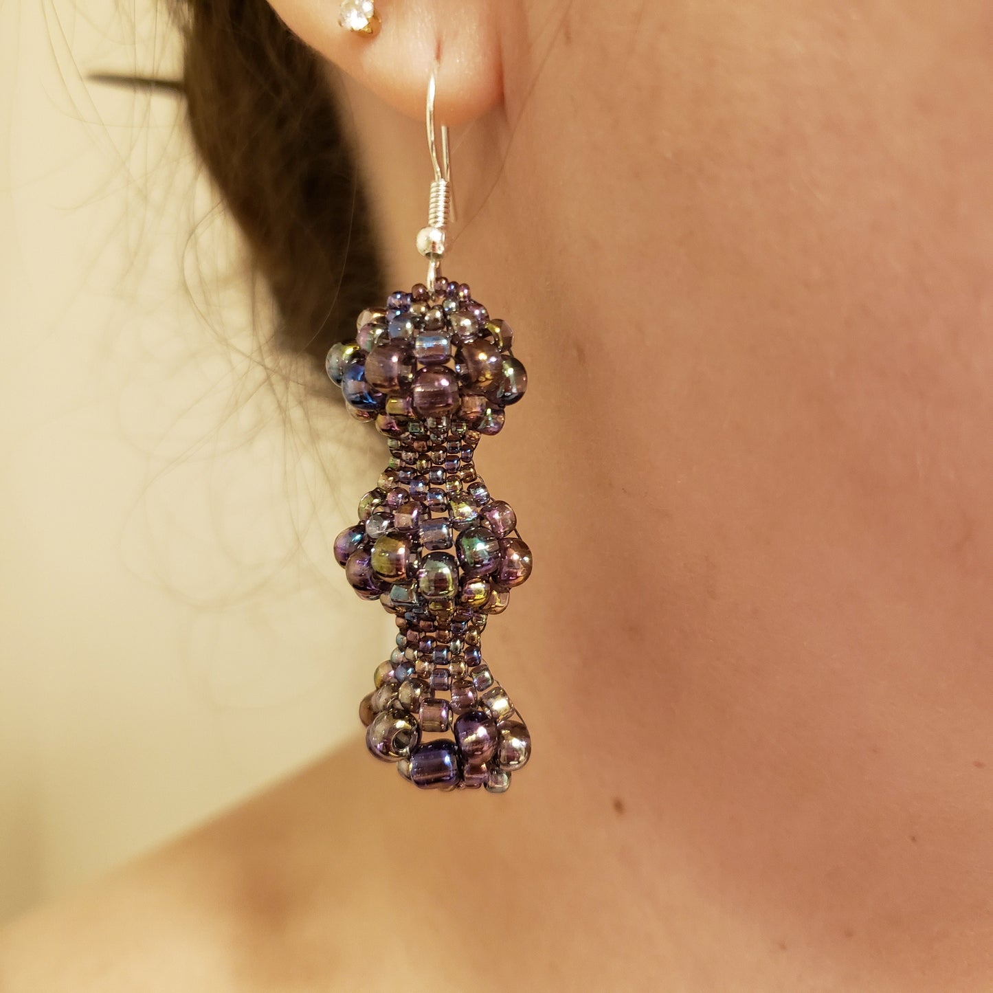 Dark Purple Iris Bubble Earrings