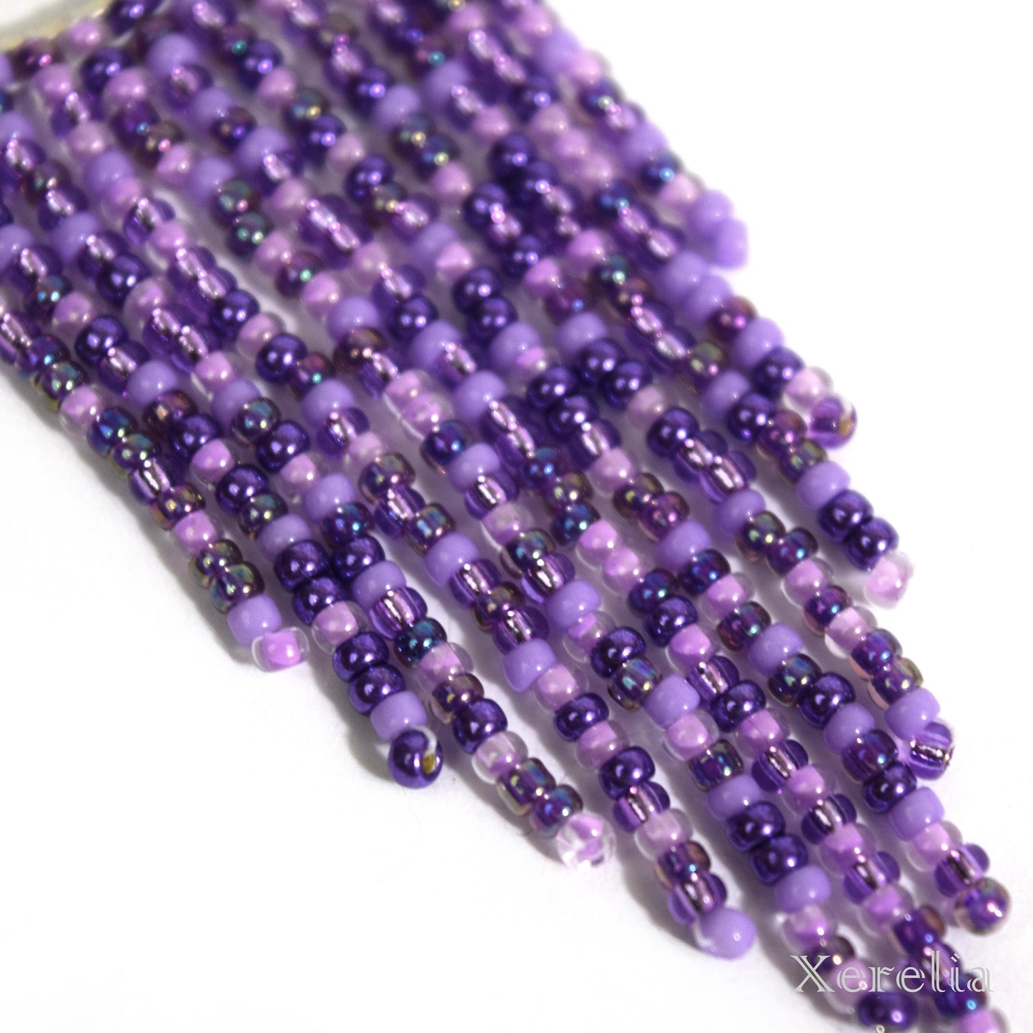 Purple Teardrop Hoop Fringe Earrings