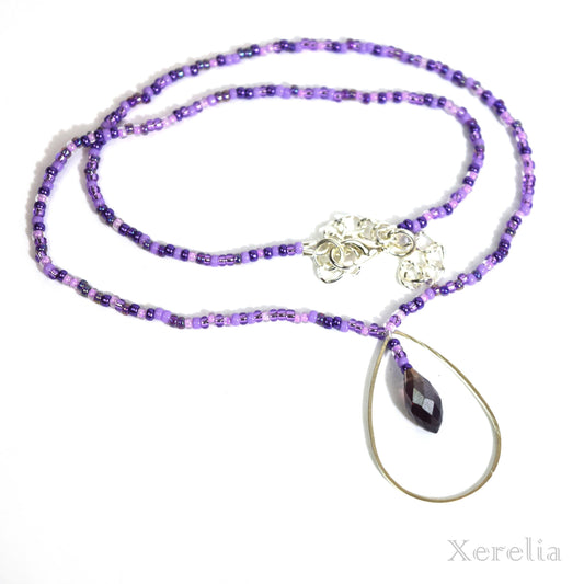 Purple Teardrop Hoop Necklace