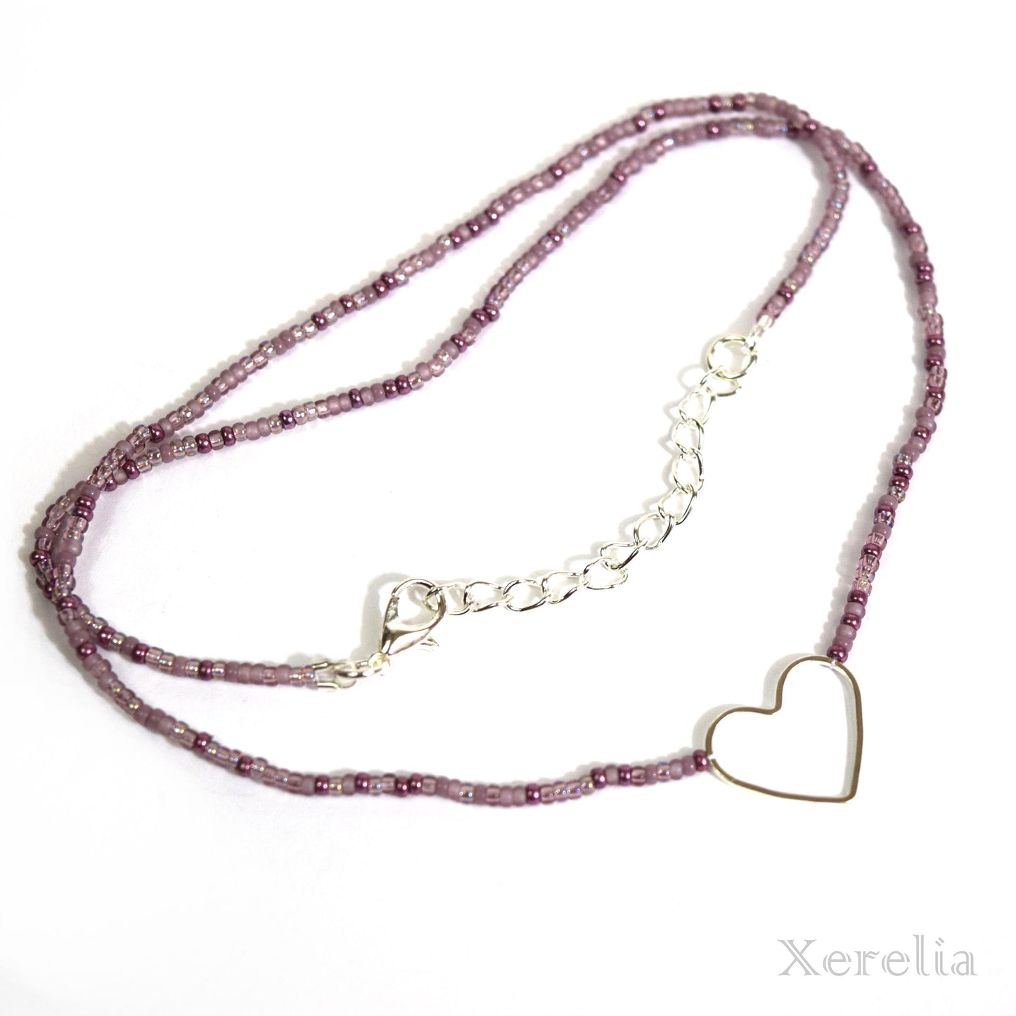 Dusty Mauve Heart Hoop Necklace