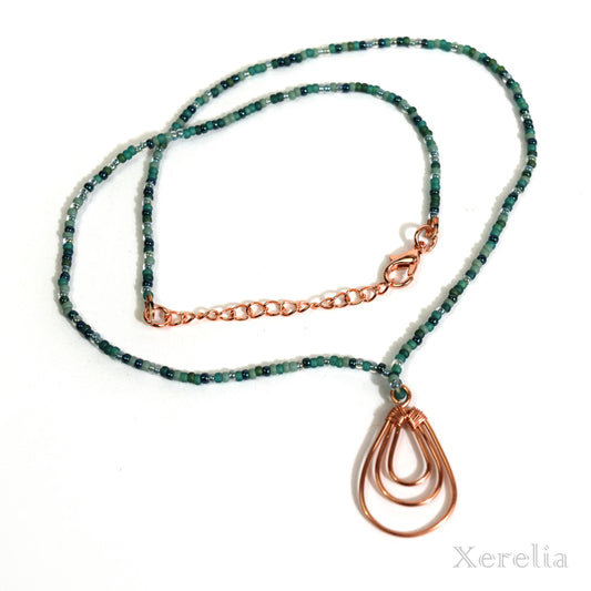 Teal Teardrop Hoop Necklace