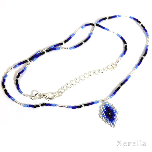 Blue and Silver Arabesque Necklace