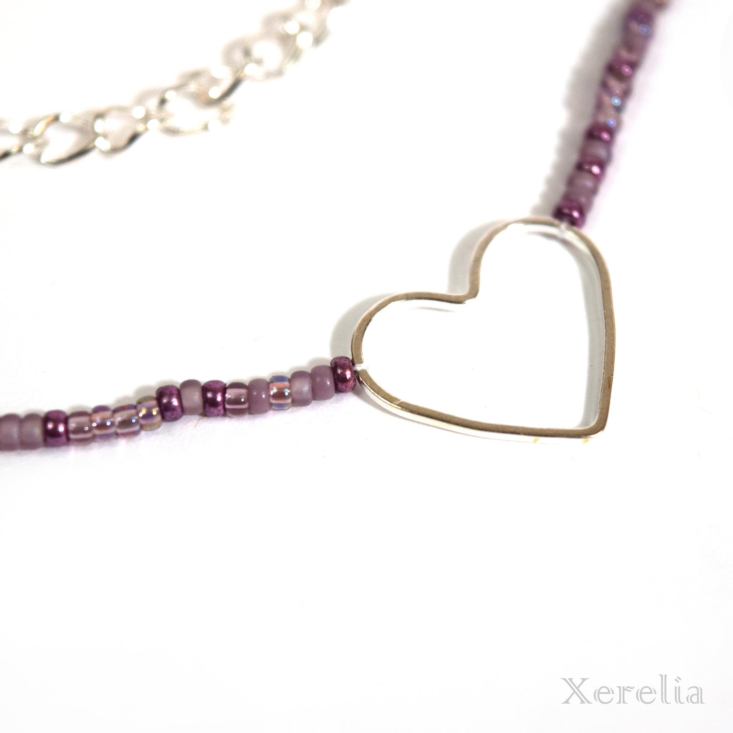 Dusty Mauve Heart Hoop Necklace