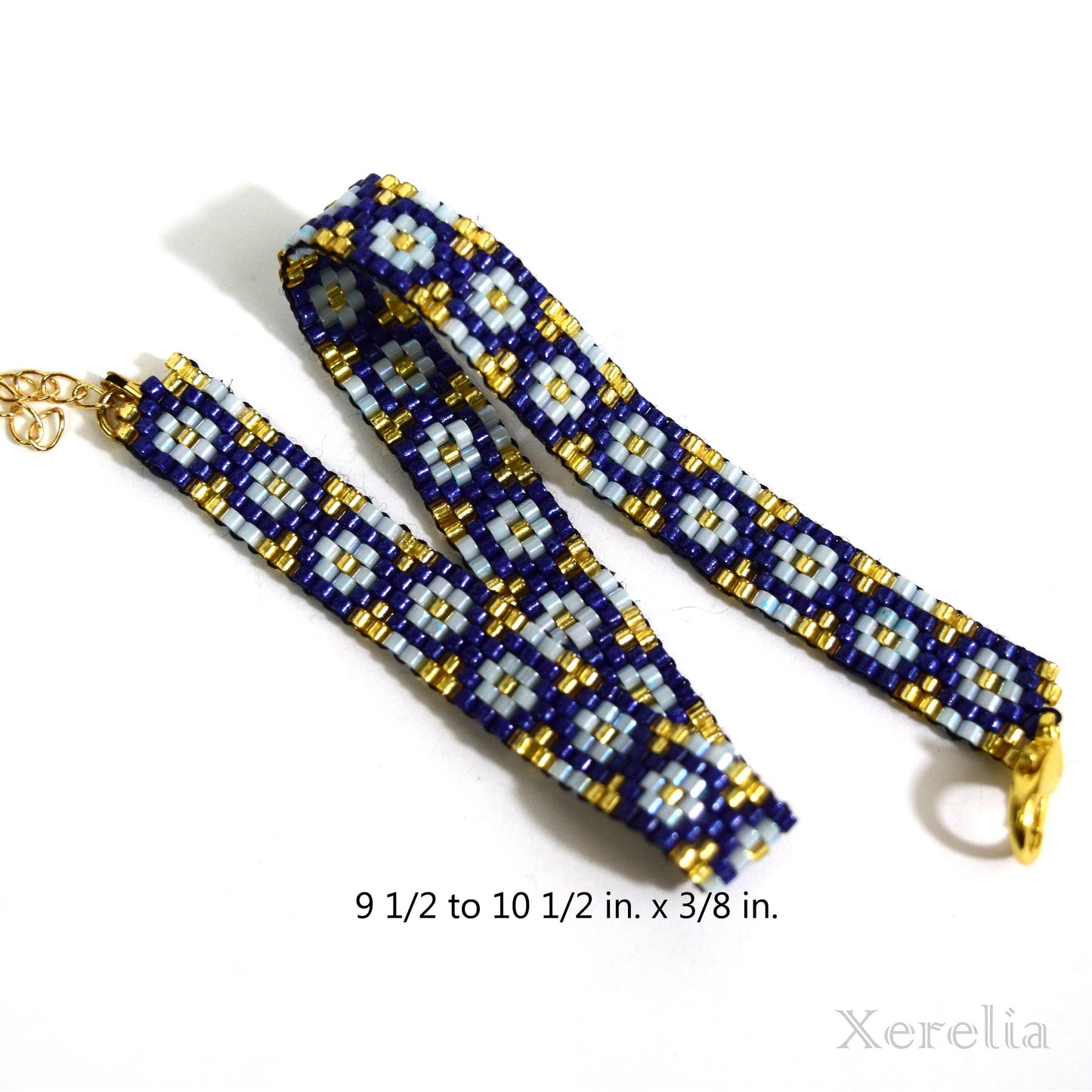 Navy Blue and Gold Anklet