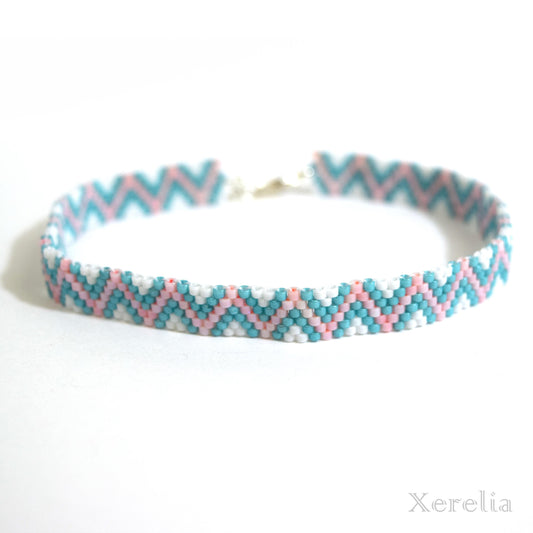 Blue and Pink Zig Zag Anklet